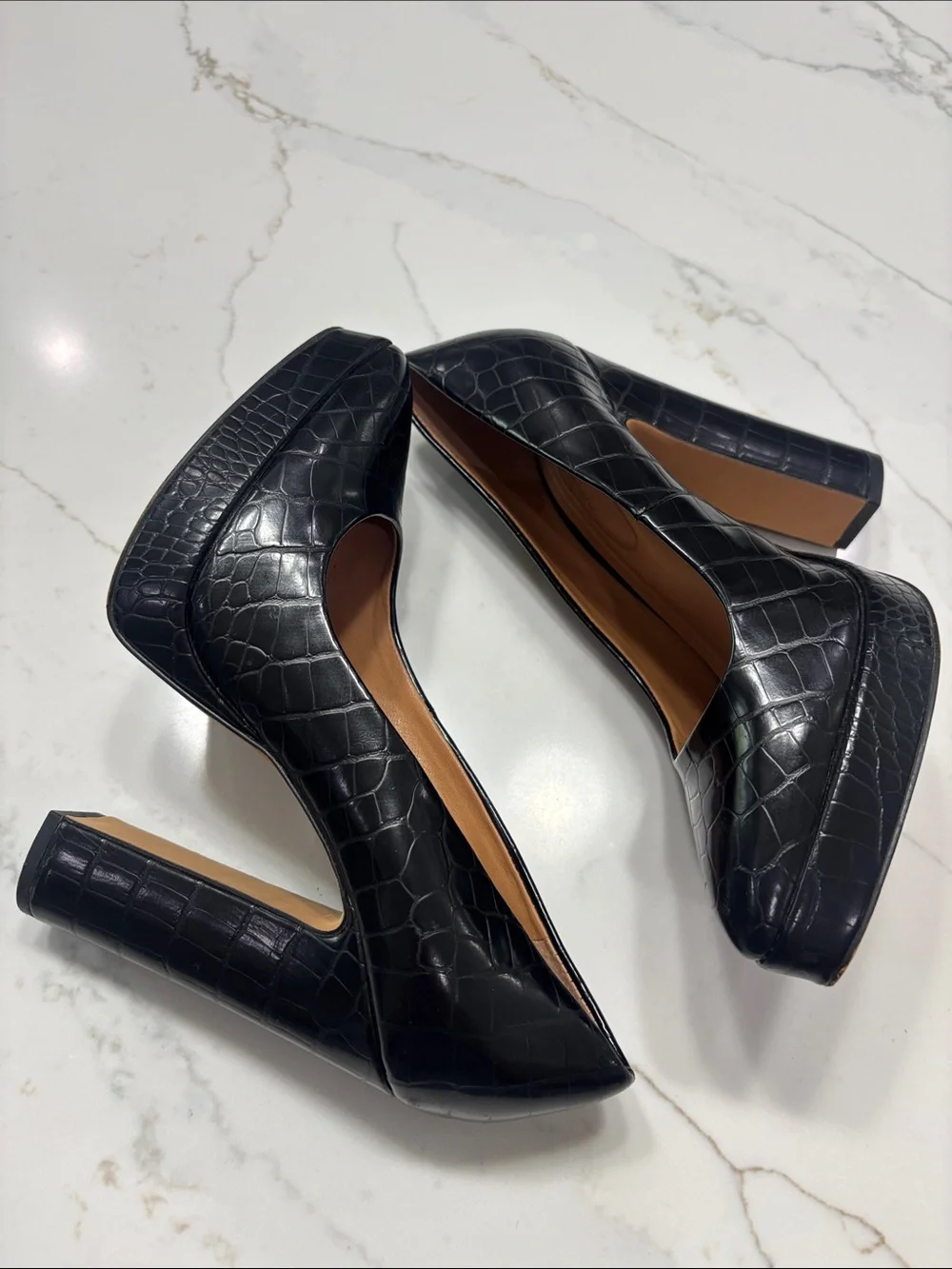 Jessica Simpson Black Croc-Embossed Platform Heel